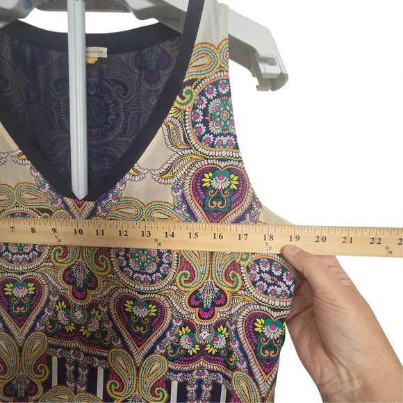 Leifsdottir Anthropologie Silk Paisley Shift Dress 10 Sleeveless Boho Women's - Picture 5 of 11